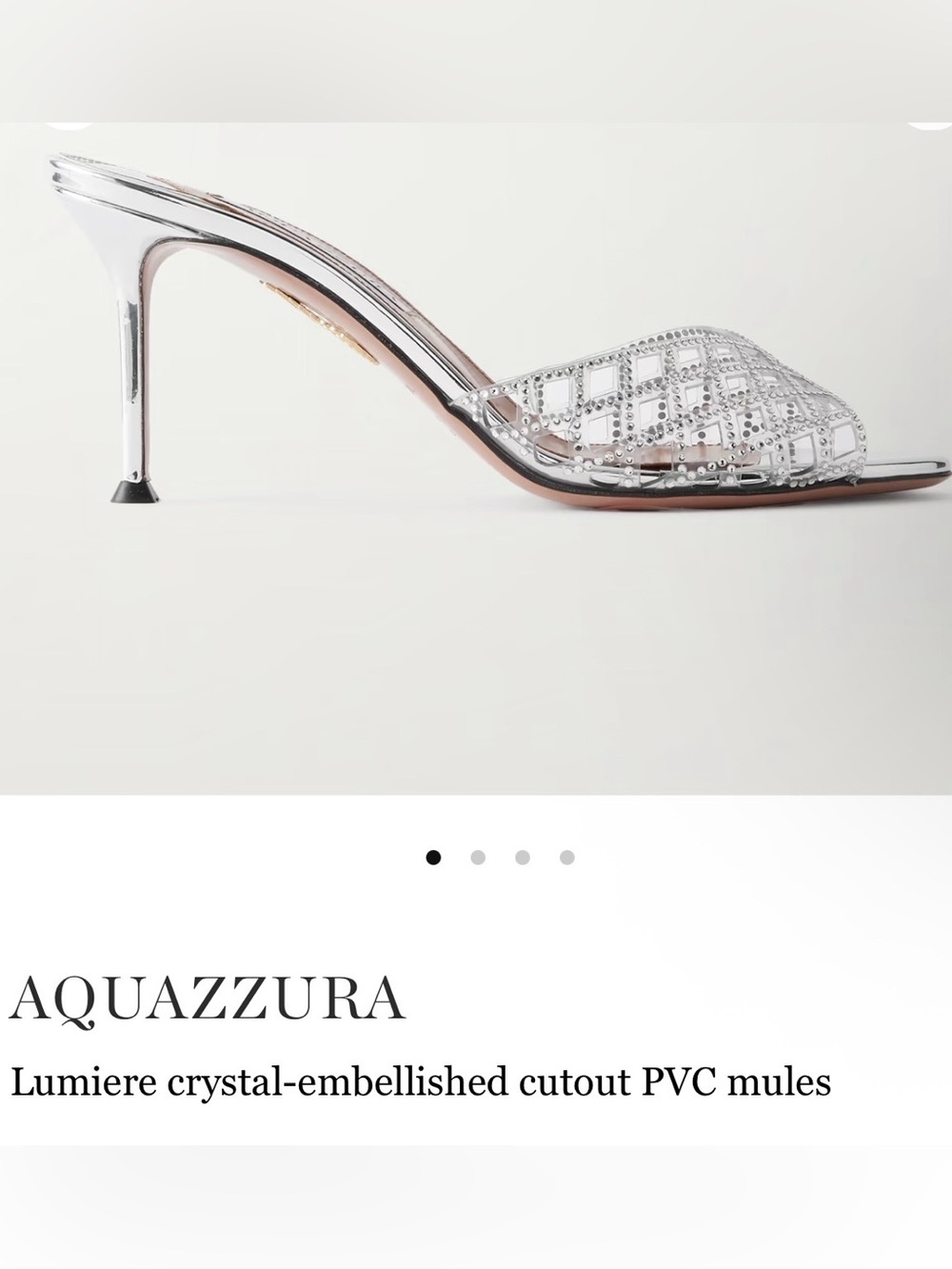 Aquazzura Silver Crystal-Embellished Cutout Mule Heels